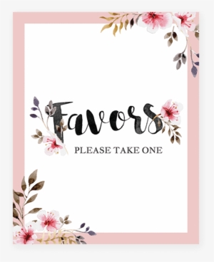 Printable Favors Sign With Blush Pink Flowers By Littlesizzle - Favors Please Take One Free Printable