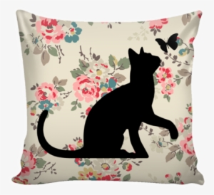 Floral Cats Square Pillow Cover "watercolor Flowers" - Home Is Where My Cat Is Throw Blanket