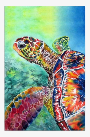Turtle Watercolor Poster - Cool Sea Turtle Painting