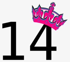 Pink Tilted Tiara And Number 14 Svg Clip Arts 600 X