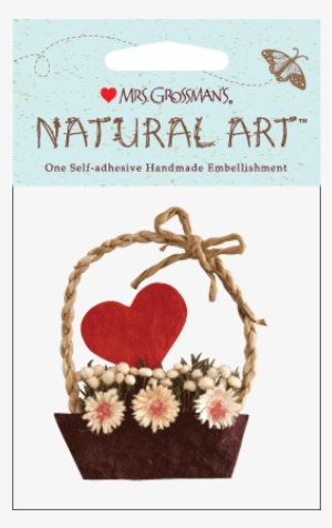 Daisy Heart W/basket Sticker - Mrs. Grossman's Natural Art-flowers With Button