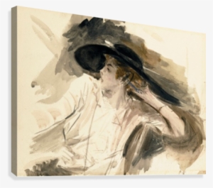 Young Woman In A Large Hat Canvas Print - Boldini Donna Con Cappello