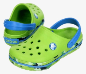 Crocs Green And Blue Clogs - Crocs Crocband, Color Cerulean Blue / Pepper, Size