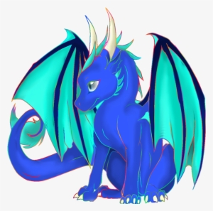 Purple Blue Dragon Standing With Wings Spread Clipart - Cute Dragon