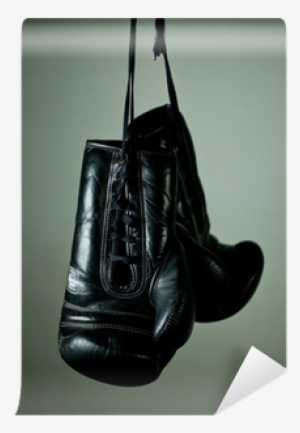 Boxing Gloves Hanging From Laces On A Grey Background - Boxing