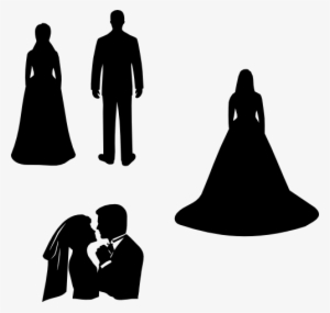 Free Stock Bride And Groom Silhouette Clipart Black - Bride And Groom Silhouette