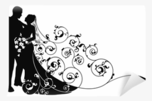 Bride And Groom Background Pattern Silhouette Wall