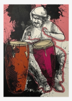 A Hand Drawn Grunge Illustration Poster • Pixers® • - Cafepress Conga Player Iphone 5/5s Tough Case