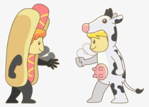 Cow V - Hotdog - Cartoon