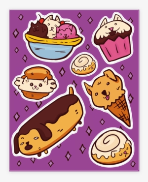 Svg Stock Sticker Decal Sheets Lookhuman Food Dogs - Kawaii Food Stickers
