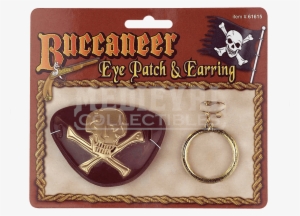buccaneer eye patch and earring - pirate eye patch and earring costume accessory set