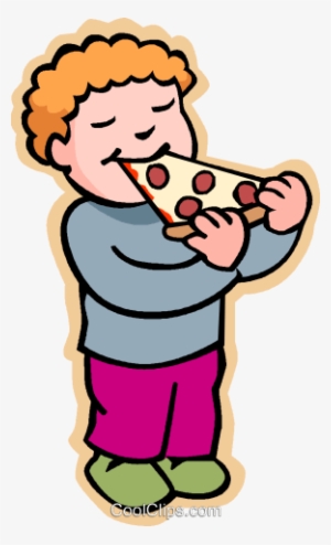 Clip Royalty Free People Eating Clipart - Cartoon Boy Eating Pizza
