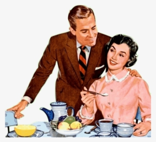 Couple At Breakfast - Vintage Couple Png