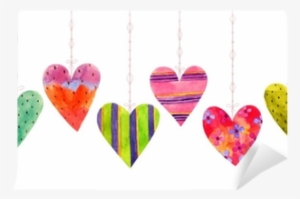 Lovely Cartoon Watercolor Seamless Love Hearts Valentines - Parabéns Com Fundo Branco