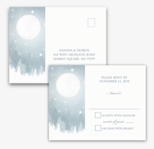 Rustic Snowflake Blue Winter Wedding Rsvp Postcard - Wedding