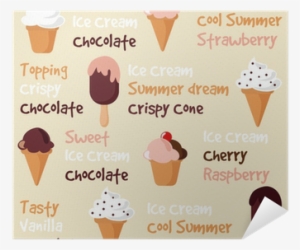 Ice Cream Sundae Seamless Pattern, Retro Set, Vector - Vector Graphics