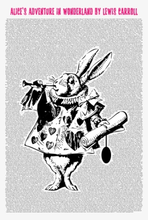 Alice In Wonderland Novel Rabbit Text Print - Alice In Wonderland White Rabbit