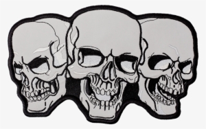 Reflective Three Skull - Hot Leathers Three Skulls Hook And Loop Patch - 5w