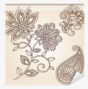 henna mehndi flower doodles abstract floral paisley - paisley design flower