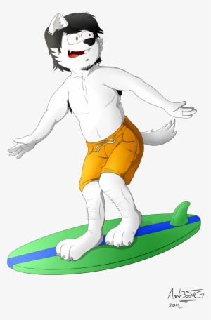 Surfer Dog - Drawing