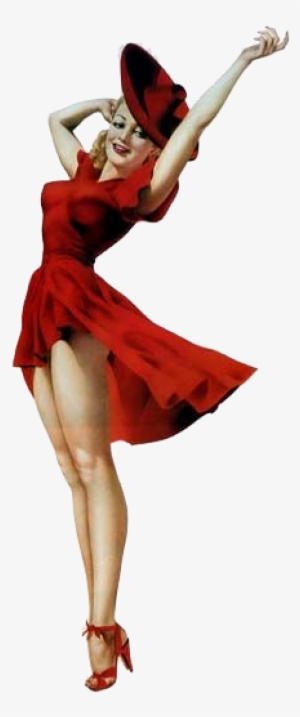 Vintage, Pinup, And Red Image - Pin Up Girl Red