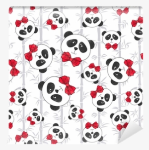 Seamless Pattern With Panda And Bamboo - Panda Cuteness Cartoon Pink