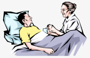 Nurse With Patient In A Bed Royalty Free Vector Clip - Patient In Bed Png