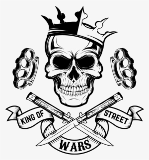 King Skull Crown Street Wars Brassknuckles Graphic - Skull With Crown Drawing