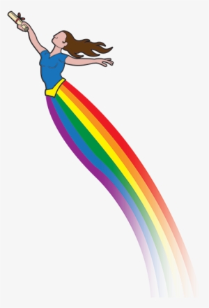 Cartoon Of Lady With Lang Flowing Skirt With Rainbow - Rainbow Person Cartoon