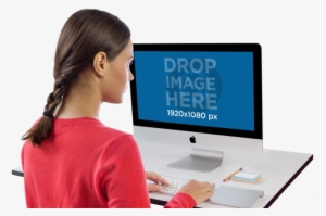 Imac Mockup Of A Woman Working At Her Desk Placeit - Personal Computer