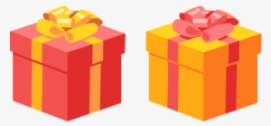 Gift Or Present Box With Ribbon Bow 2 Colors Free Png - Illustration