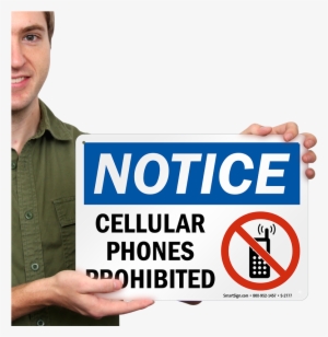 Notice Cellular Phones Prohibited Sign - Smartsign Plastic Sign, Legend Water Main Shut-off,