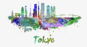 Bleed Area May Not Be Visible - Tokyo Skyline Watercolor