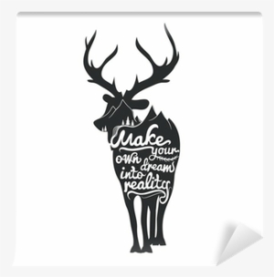 Romantic Poster With Deer Silhouette - Wall