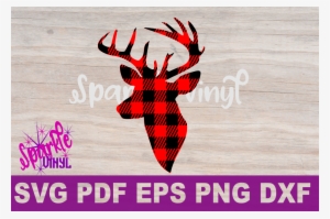 Buffalo Plaid Reindeer Deer Head Silhouette Printable - Deer Head Plaid
