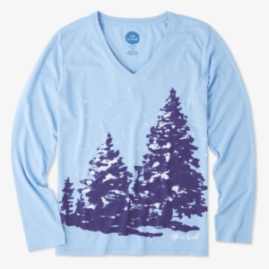 Women's Snowy Trees Long Sleeve Cool Vee - Long-sleeved T-shirt