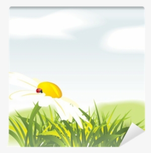 Chamomile And Ladybird Among Grass - Roman Chamomile