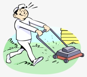 Vector Illustration Of Lawn Care Specialist Cuts The - Mowing Lawn Clip Art