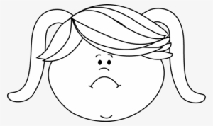 Black And White Sad Face Little Girl Clip Art - Clipart Black And White Angry