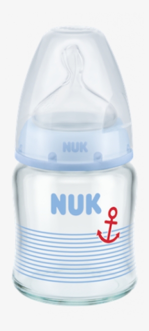 Nuk - Sz1 120ml Silicone Teat Glass Bottle - Anchor