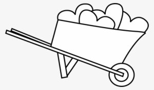 Black And White Wheelbarrow Of Hearts Clip Art - Wheelbarrow