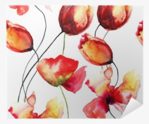 Watercolor Illustration With Original Red Flowers Poster