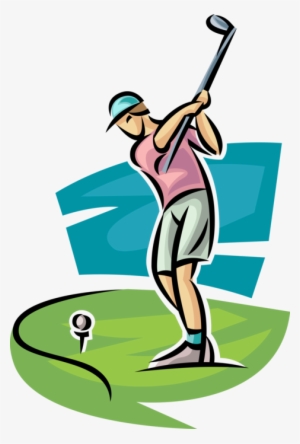 Vector Illustration Of Sport Of Golf Golfer Swings - Illustration