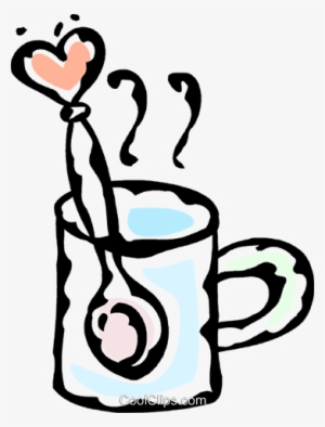 Cup Of Coffee With A Valentine Stir Stick Royalty Free - Clip Art