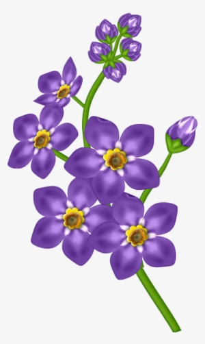 Watercolor Blue And Purple Transparent Flowers, Blue - Purple Flower Clipart Free