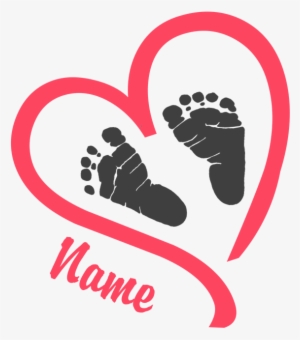 Baby Feet Pink Personalized Maternity T-shirt - Baby Footprint In Heart