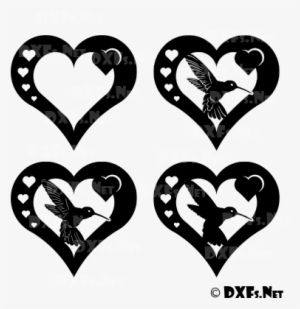 Heart Hummingbird Silhouette Dxf Design For Cnc Cutting - File Dxf