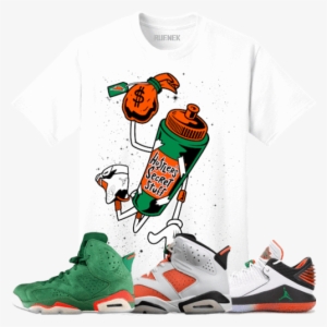 Original Rufnek T-shirt Jordan 6 Gatorade Sneaker Tees - Orange And Green Gatorade Shirt