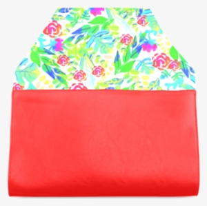 Cute Tropical Watercolor Flowers Clutch Bag