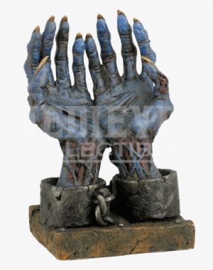 Chained Zombie Hands Figurine - Chained Blue Zombie Hands Statue